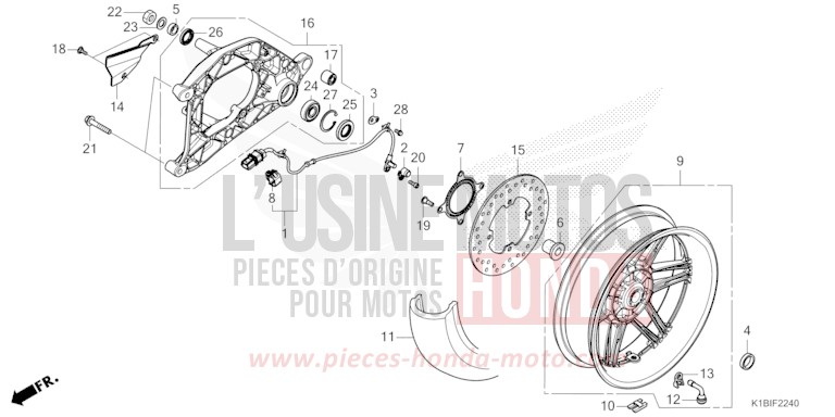 ROUE ARRIERE/BRAS OSCILLANT de Forza 350 PEARL NIGHTSTAR BLACK (NHA84) 2026